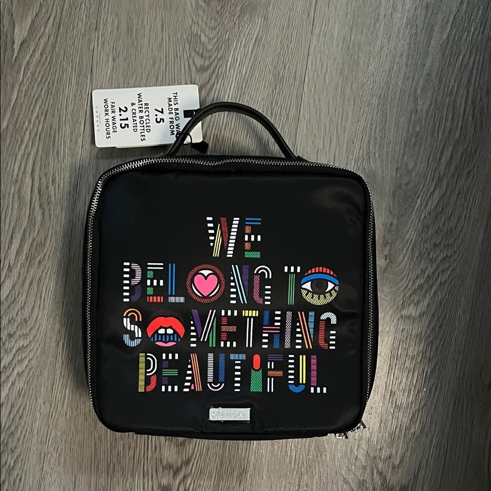 Sephora Black Multicolor Graphic Toiletry Bag